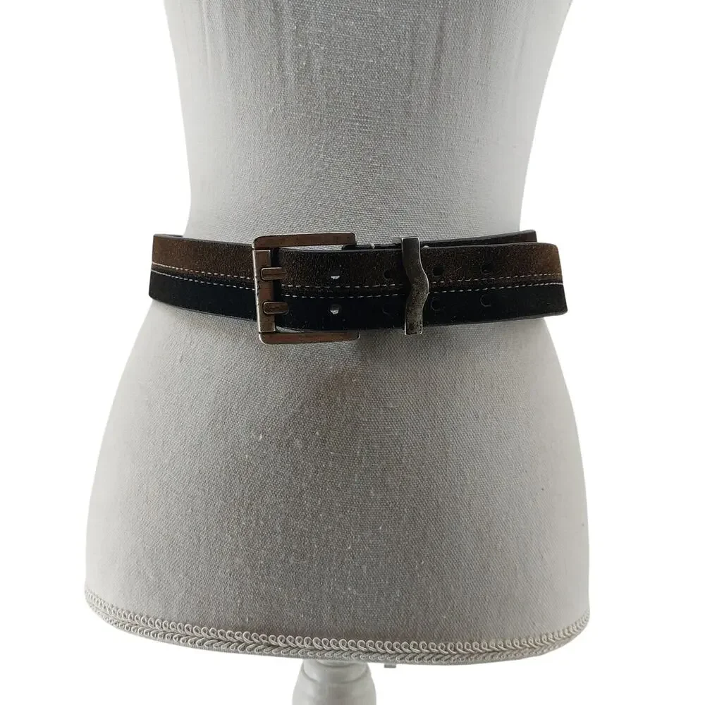 Arizona Jean Womens Belt Medium Two Tone Brown Black Suede Y2K